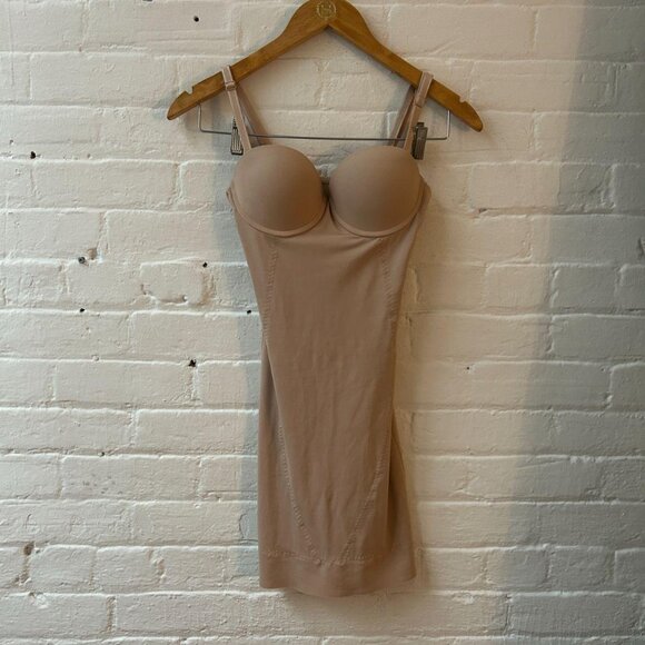 La Vie En Rose Nude Bustier Shapewear Dress Bodycon Corset - Picture 7 of 8